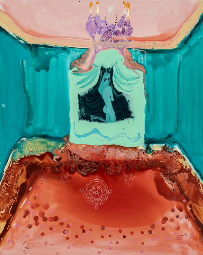 Genieve Figgis, Nude on a bed, 2024, acrylique sur toile, 120 x 100, © Courtesy of the artist and Almine Rech.